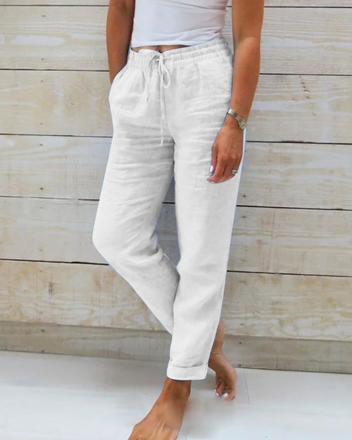 Aurely - Pantalón informal de corte recto en color liso