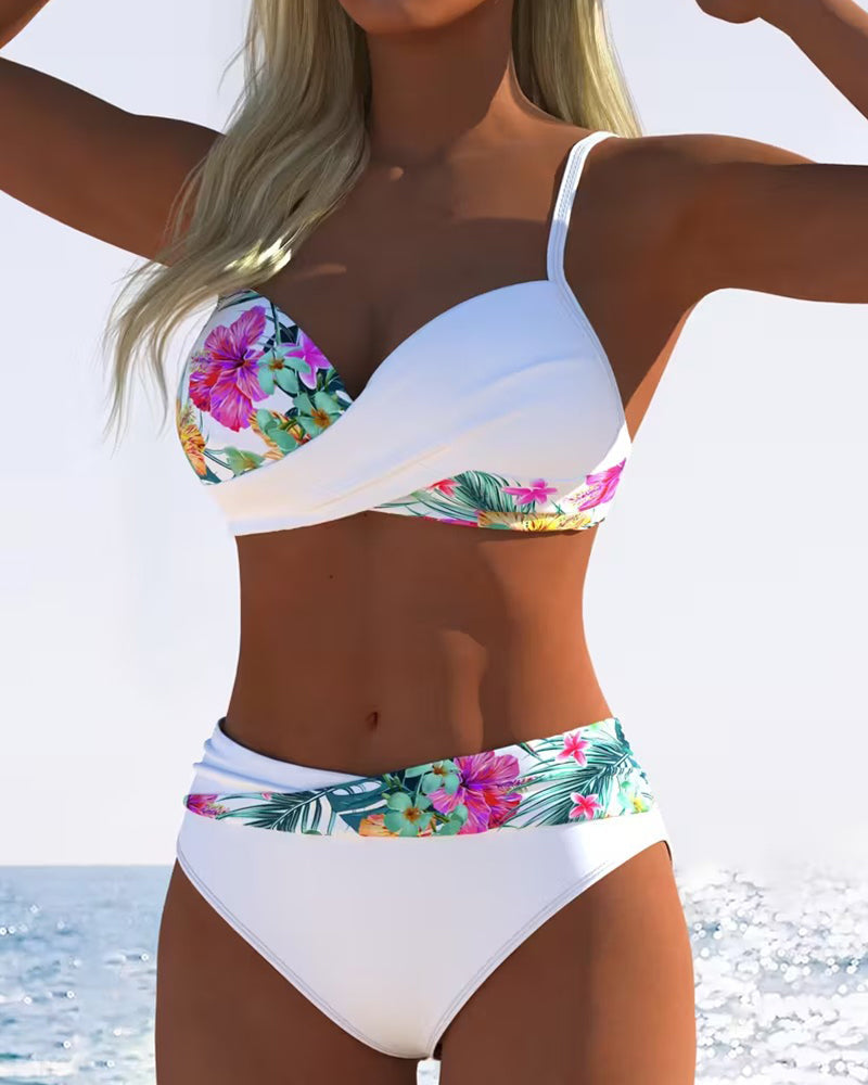 Aurely - Bikini tipo bralette con estampado en contraste