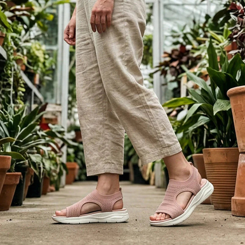 🌺 Sandalias planas transpirables con punta abierta para mujer - Verano