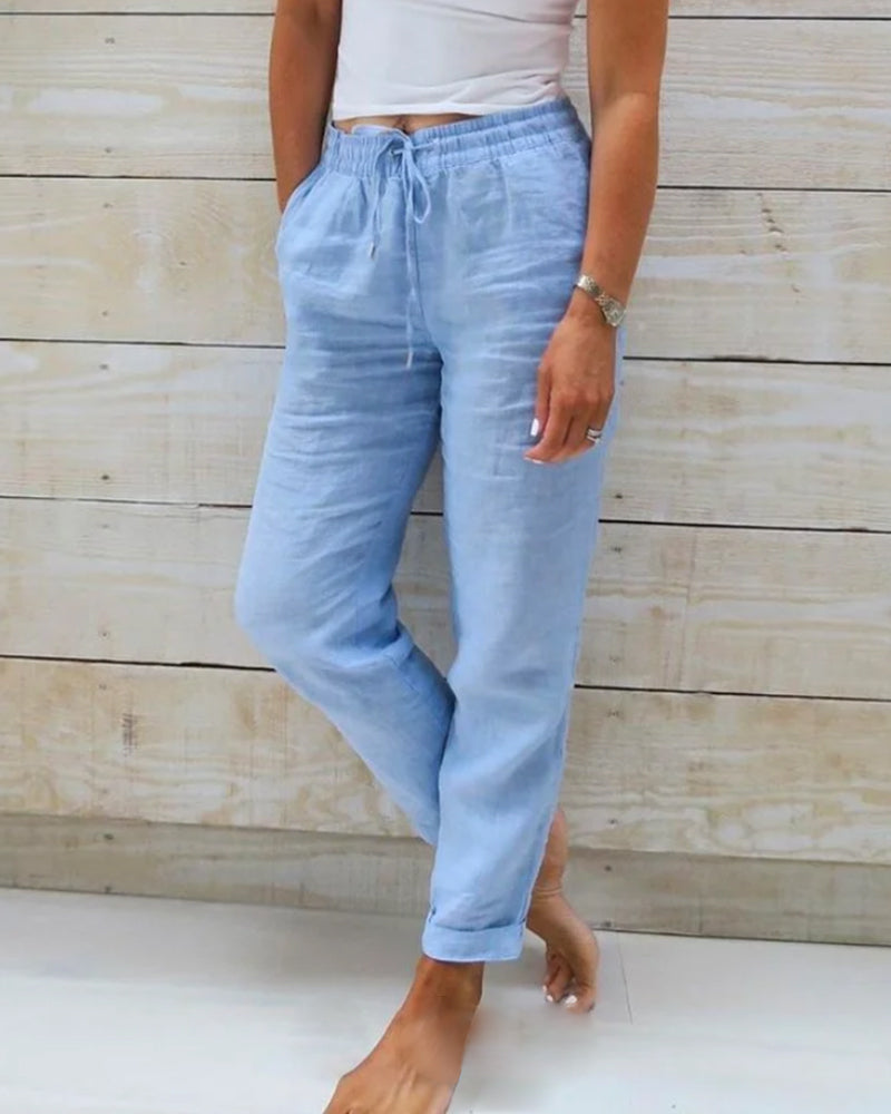 Aurely - Pantalón informal de corte recto en color liso