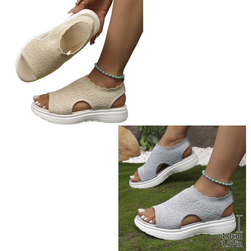 👡 Sandalias de plataforma transpirables de punto para mujer – ligeras y cómodas
