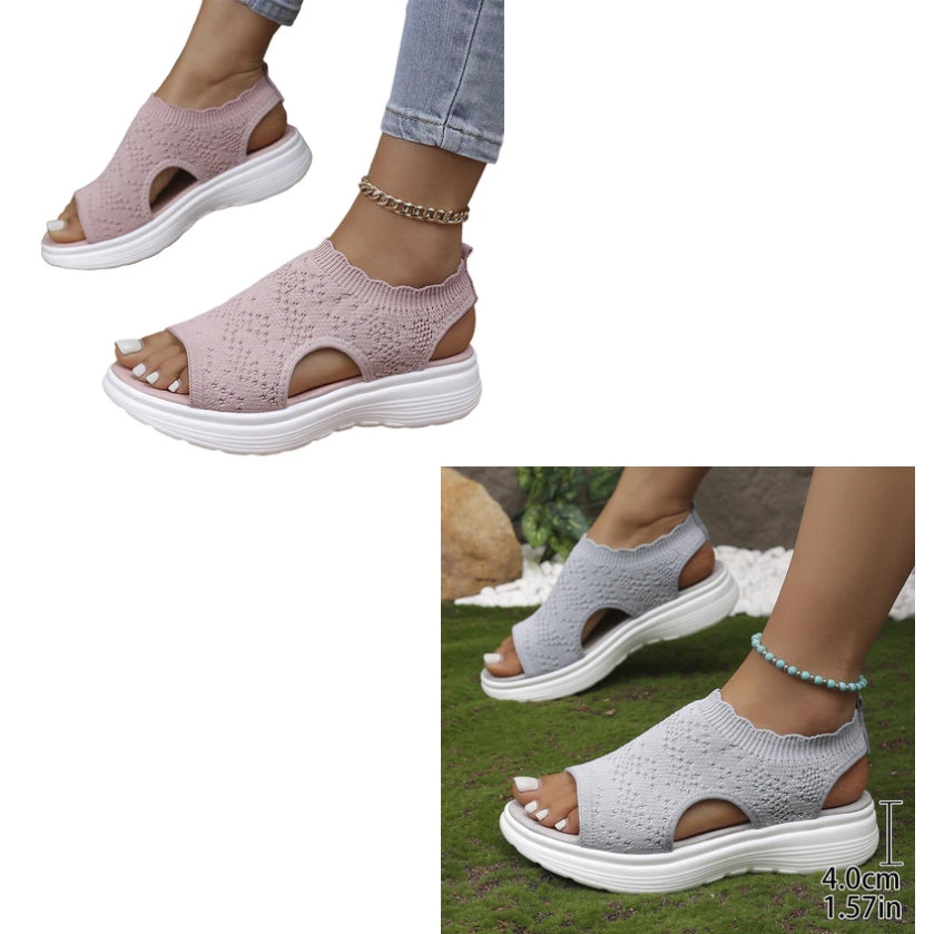 👡 Sandalias de plataforma transpirables de punto para mujer – ligeras y cómodas
