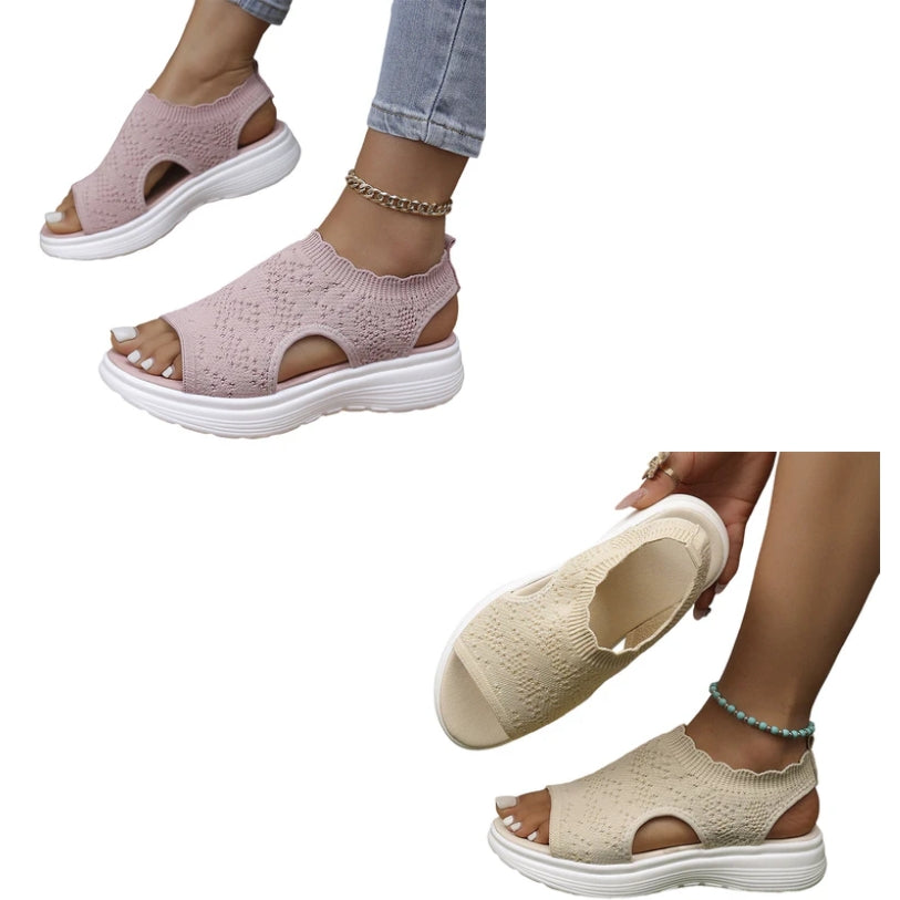 👡 Sandalias de plataforma transpirables de punto para mujer – ligeras y cómodas