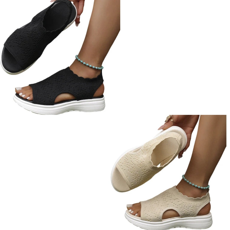 👡 Sandalias de plataforma transpirables de punto para mujer – ligeras y cómodas