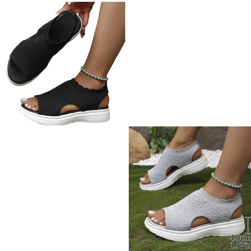 👡 Sandalias de plataforma transpirables de punto para mujer – ligeras y cómodas