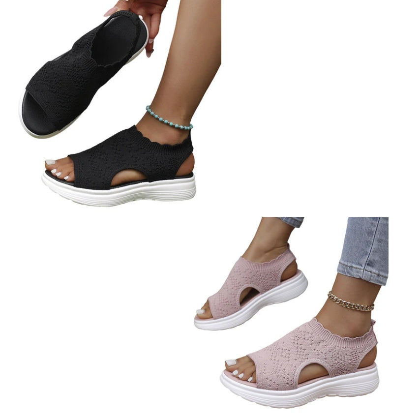 👡 Sandalias de plataforma transpirables de punto para mujer – ligeras y cómodas