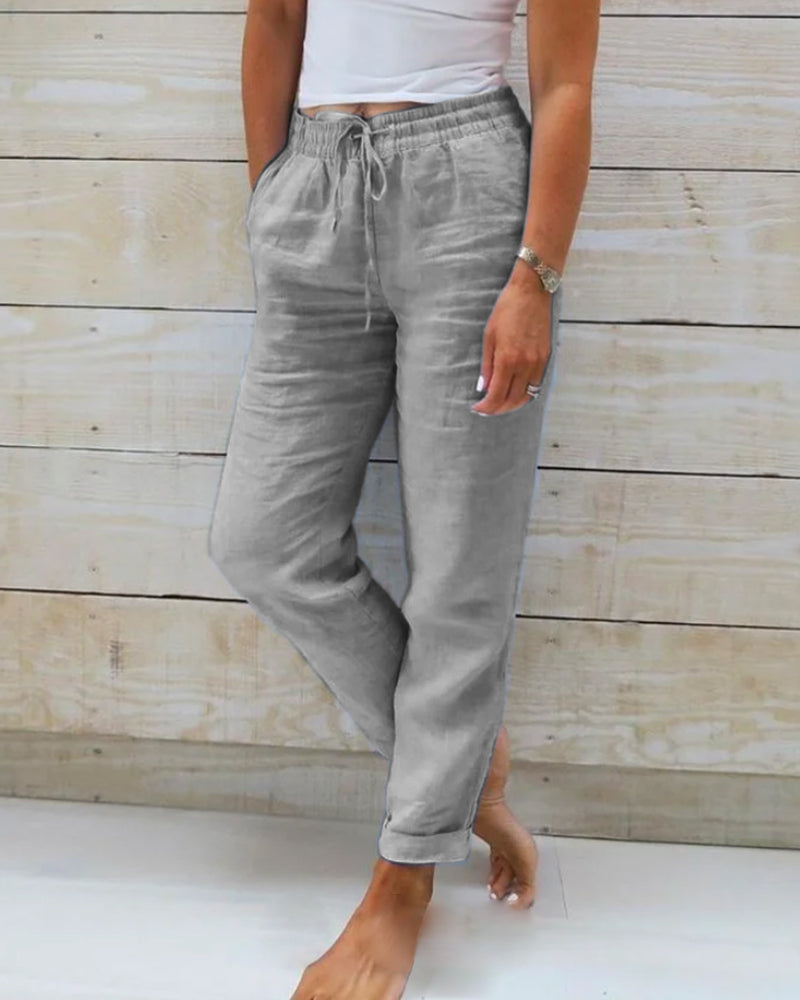 Aurely - Pantalón informal de corte recto en color liso