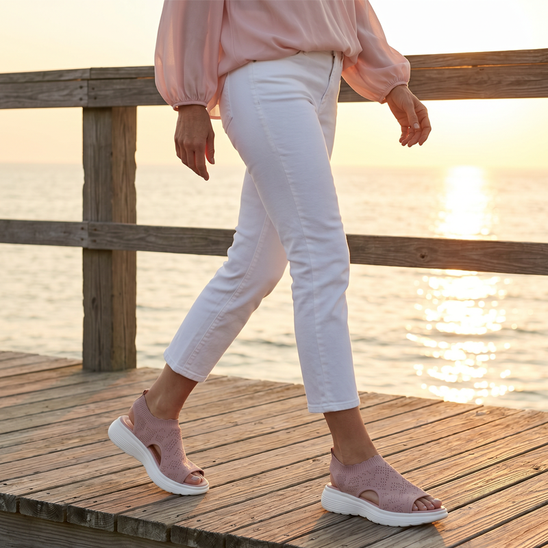 👡 Sandalias de plataforma transpirables de punto para mujer – ligeras y cómodas