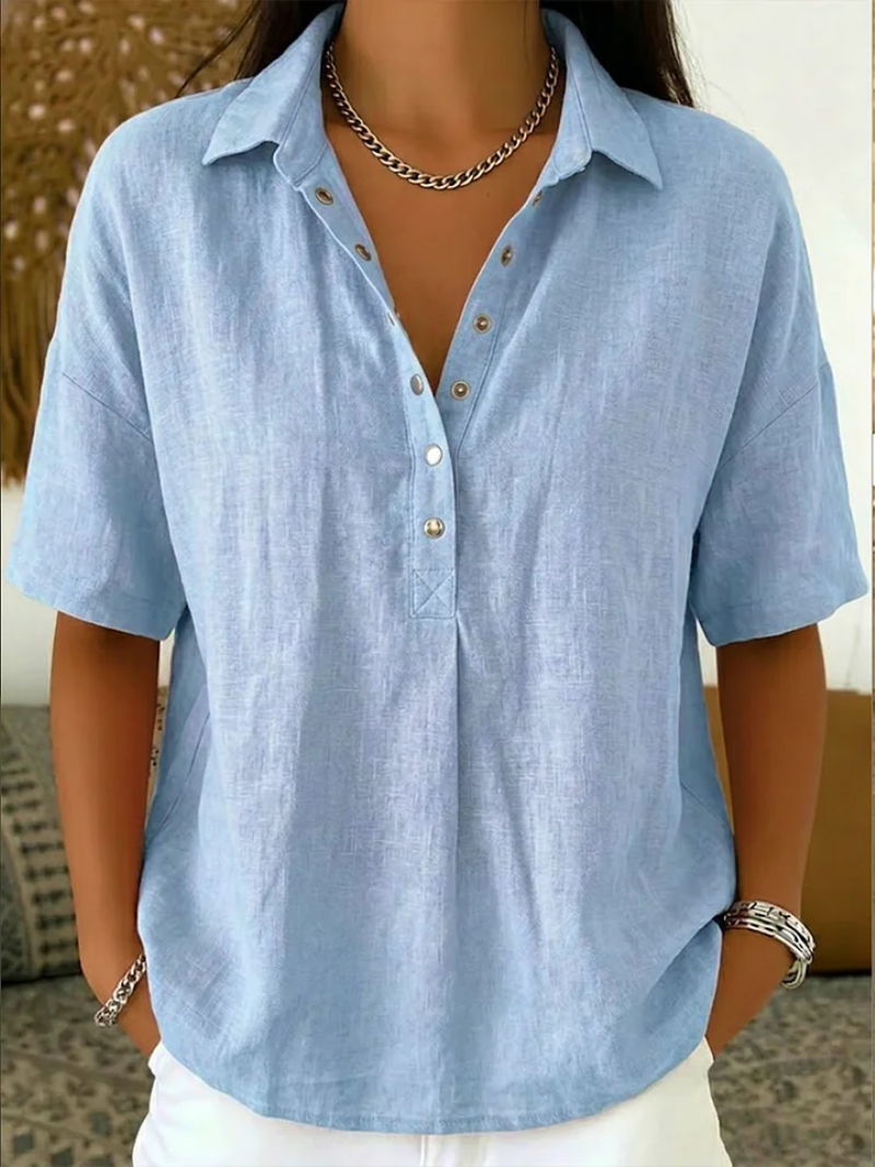 Valentina | Blusa con cuello y detalle de botones (¡OFERTA TEMPORAL: 1+1 GRATIS!)