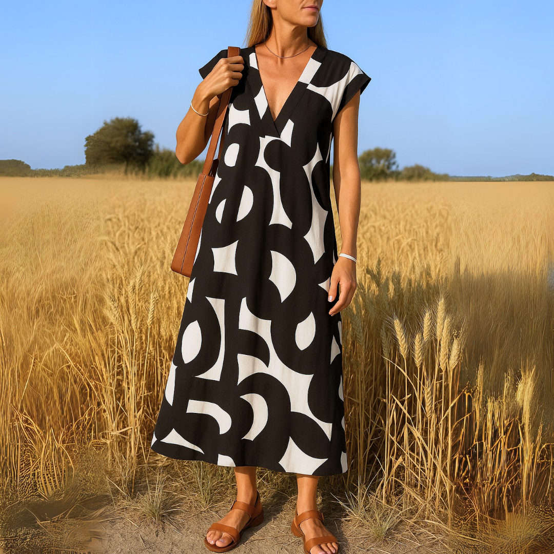 Aurely – vestido cómodo y fluido con escote en V