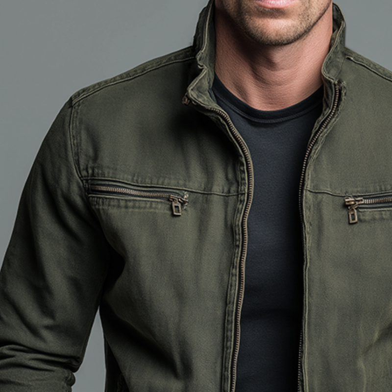 Aurely - Chaqueta vintage de algodón con cremallera