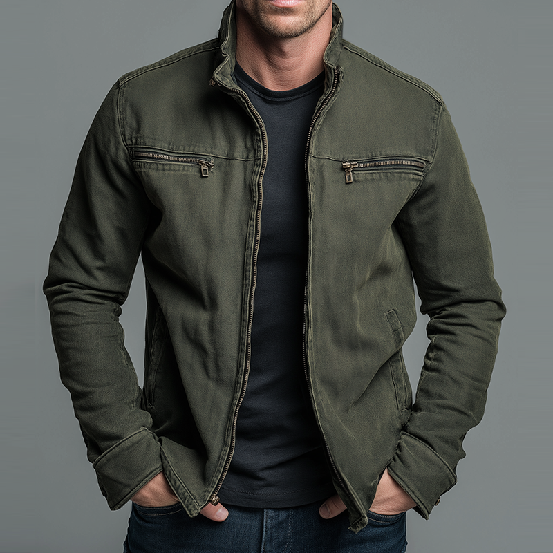Aurely - Chaqueta vintage de algodón con cremallera