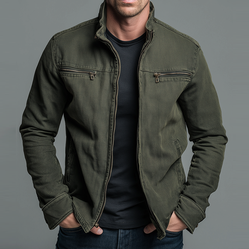 Aurely - Chaqueta vintage de algodón con cremallera