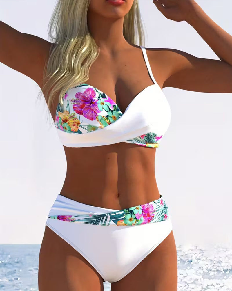 Aurely - Bikini tipo bralette con estampado en contraste