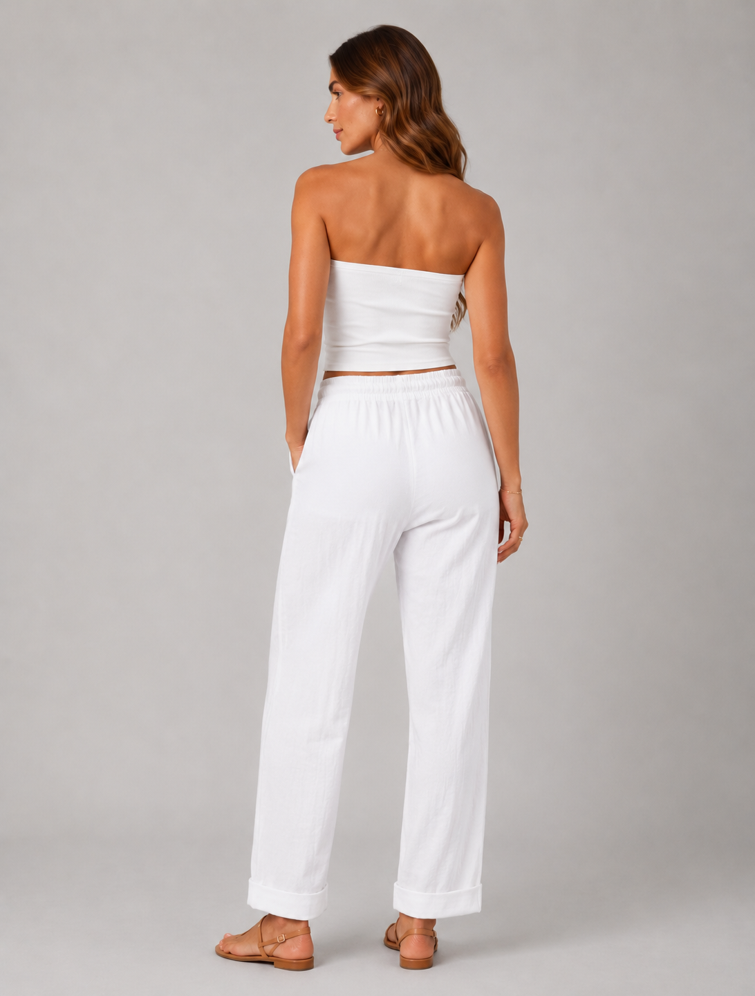 Aurely - Pantalón informal de corte recto en color liso