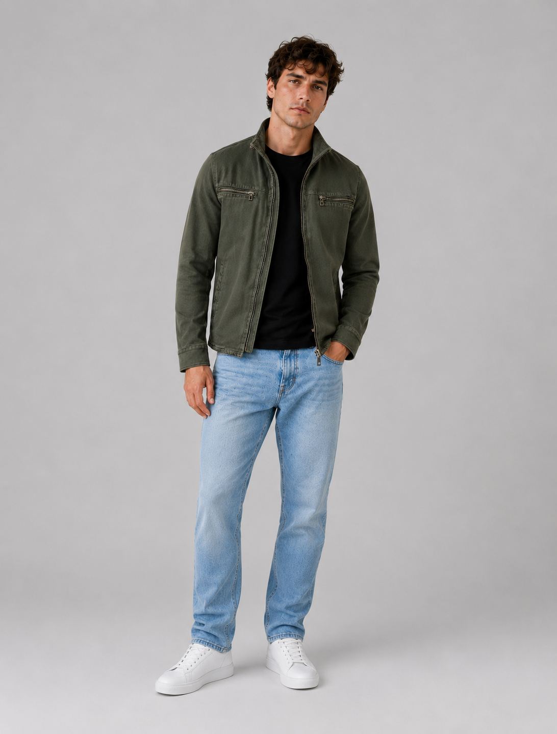 Aurely - Chaqueta vintage de algodón con cremallera