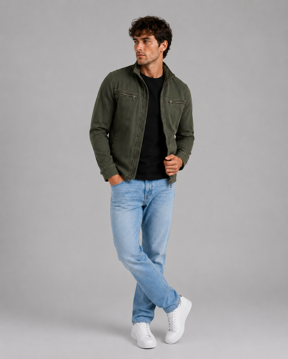 Aurely - Chaqueta vintage de algodón con cremallera