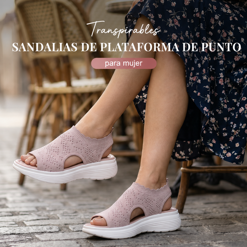 👡 Sandalias de plataforma transpirables de punto para mujer – ligeras y cómodas