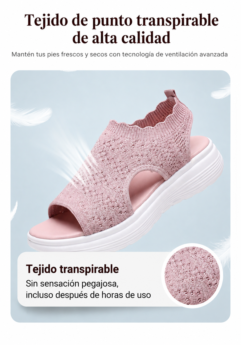 👡 Sandalias de plataforma transpirables de punto para mujer – ligeras y cómodas