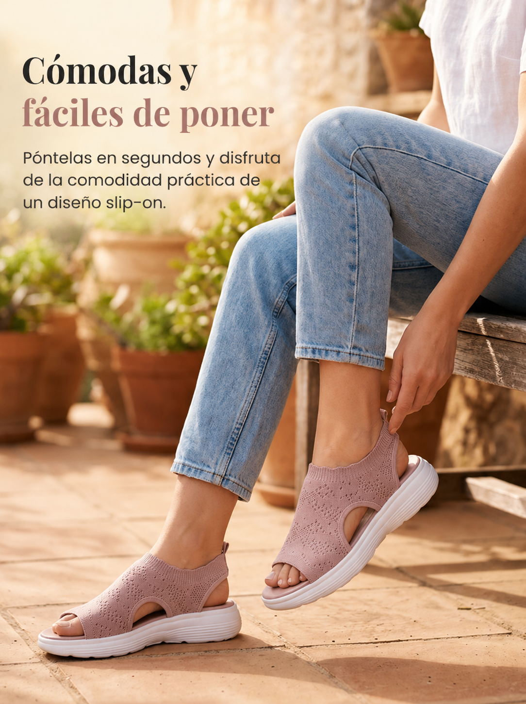 👡 Sandalias de plataforma transpirables de punto para mujer – ligeras y cómodas