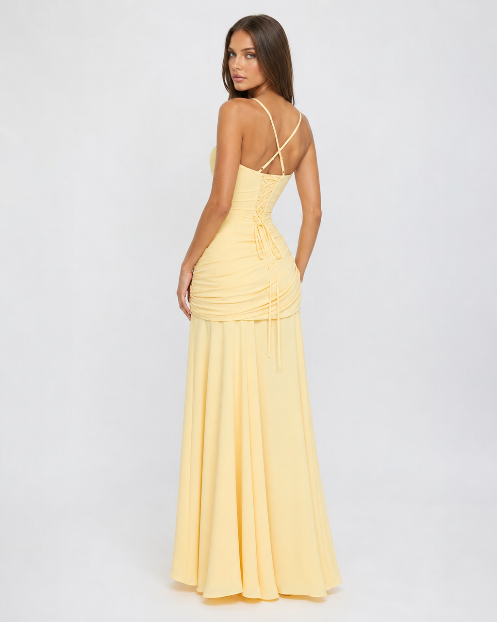 Emilia | Vestido Maxi con Escote Cuadrado Fruncido