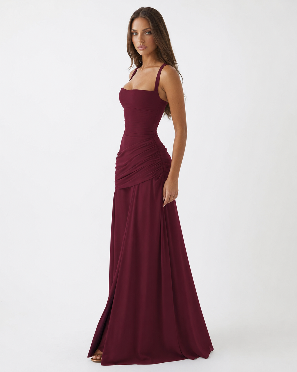 Emilia | Vestido Maxi con Escote Cuadrado Fruncido