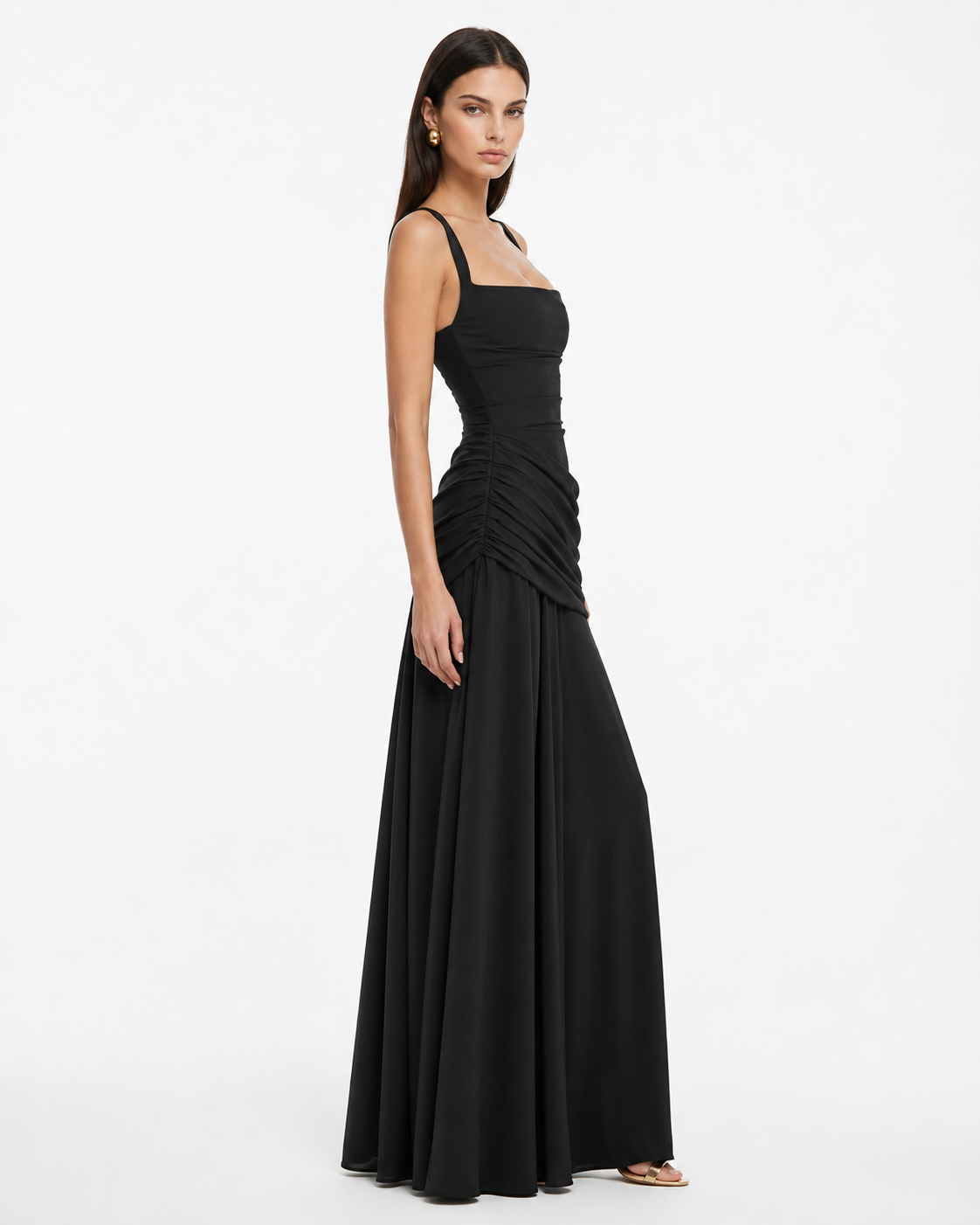 Emilia | Vestido Maxi con Escote Cuadrado Fruncido