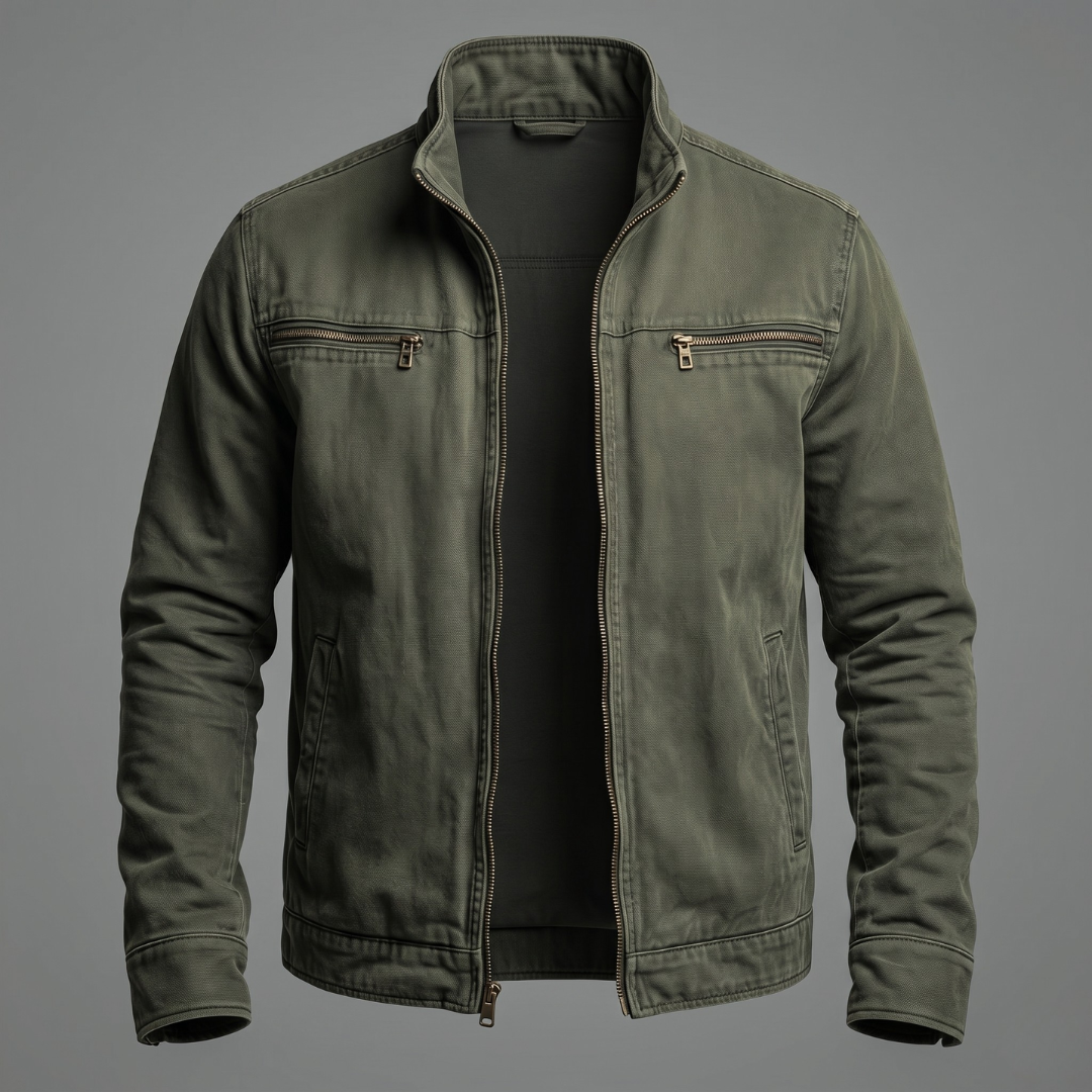Aurely - Chaqueta vintage de algodón con cremallera