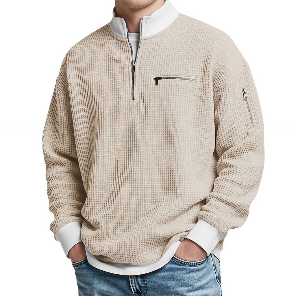 Jersey hombre | Punto gofre con media cremallera