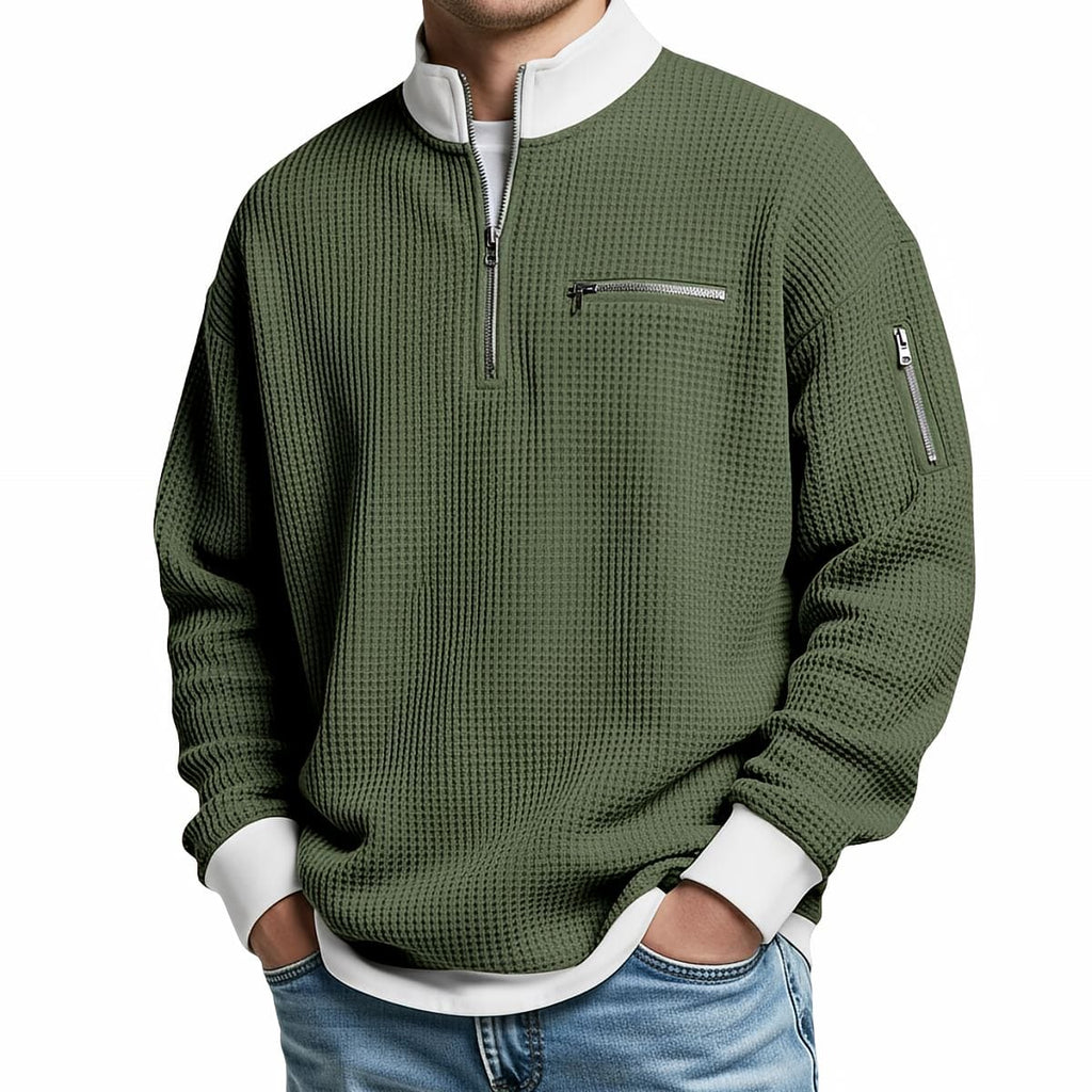 Jersey hombre | Punto gofre con media cremallera