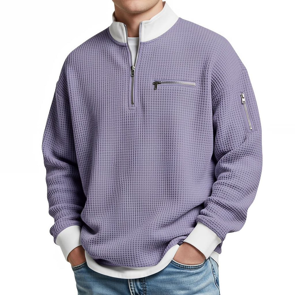 Jersey hombre | Punto gofre con media cremallera