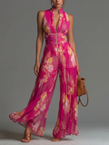 Zsófia Jumpsuit | Mono de Gasa Plisada en Fucsia