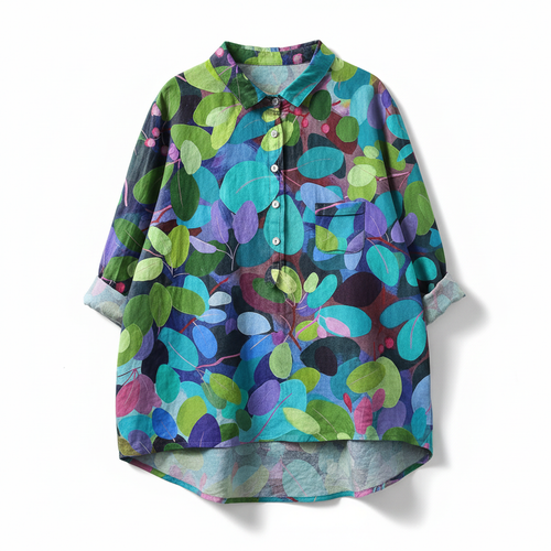Blusa hojas fondo blanco