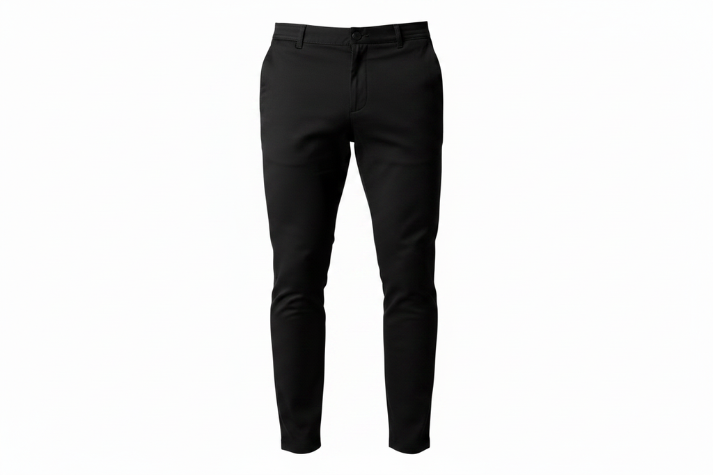 Chino negro solo flat lay fondo blanco