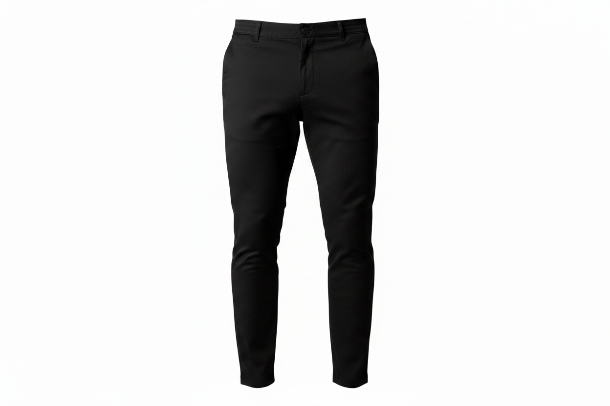 Chino negro solo flat lay fondo blanco