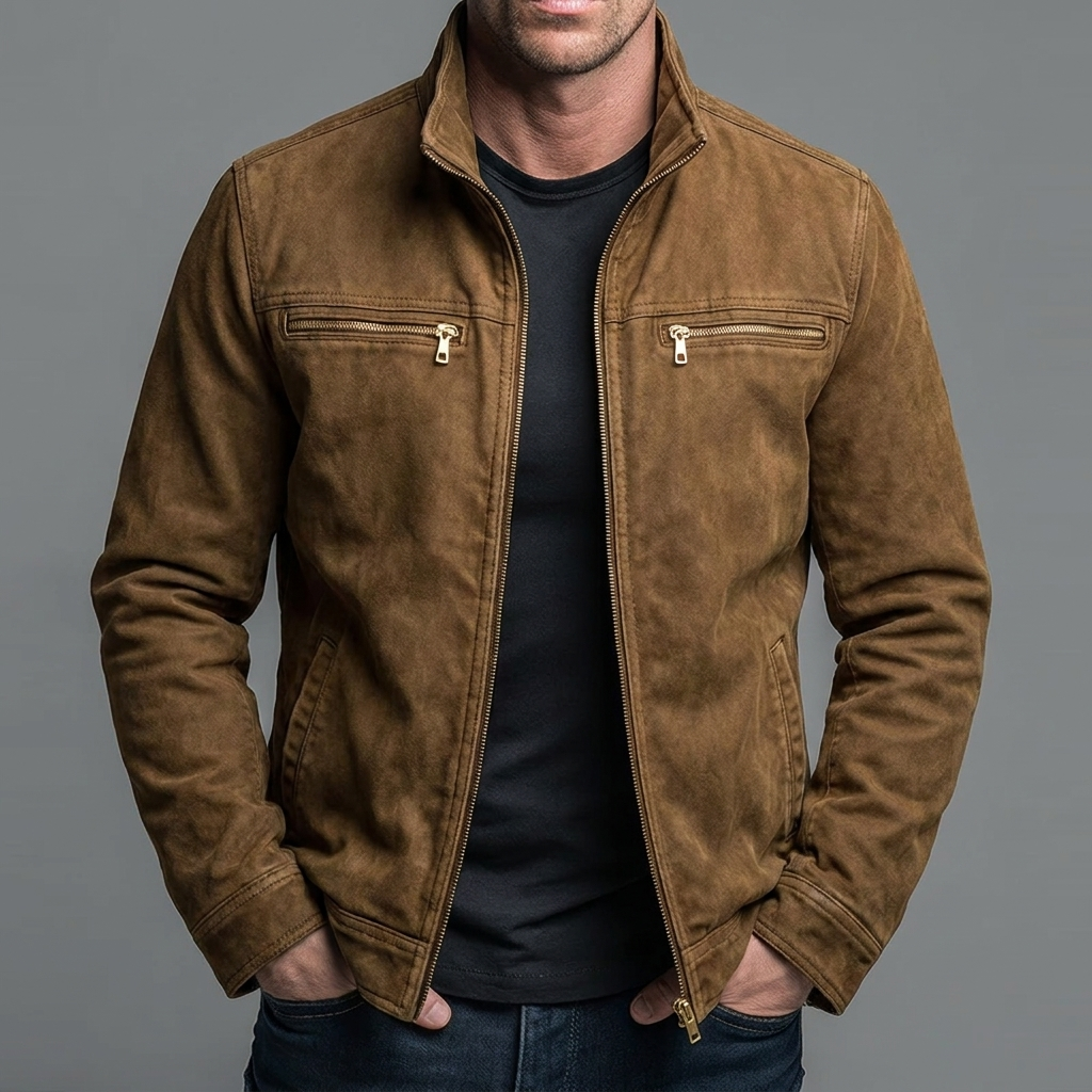 Aurely - Chaqueta vintage de algodón con cremallera
