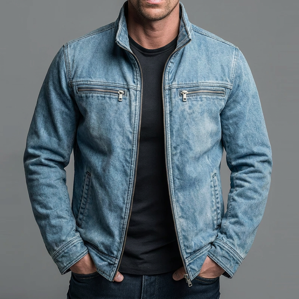 Aurely - Chaqueta vintage de algodón con cremallera