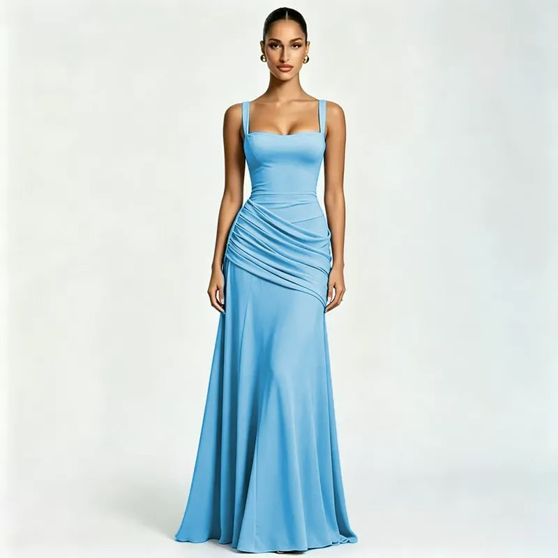 Emilia | Vestido Maxi con Escote Cuadrado Fruncido