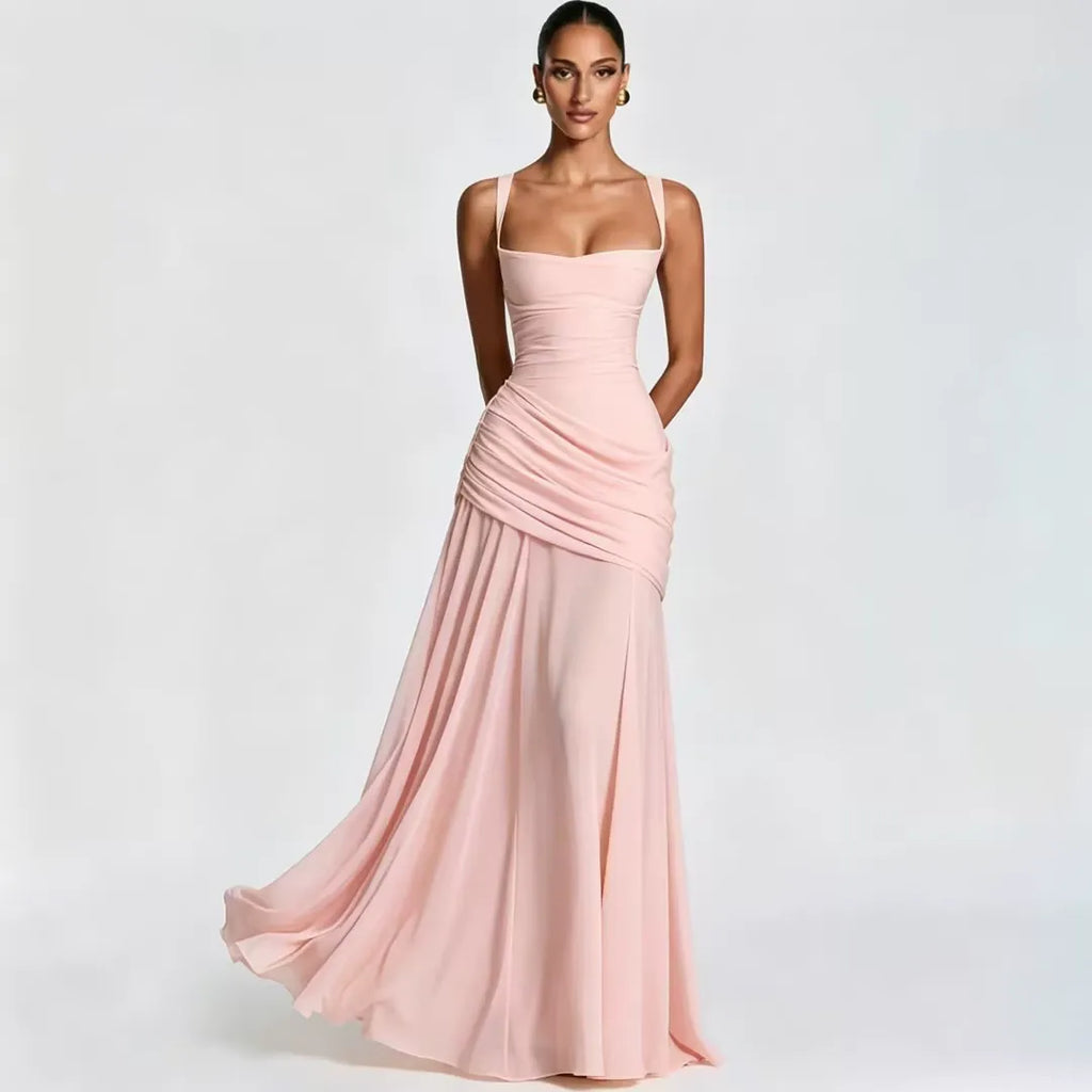 Emilia | Vestido Maxi con Escote Cuadrado Fruncido