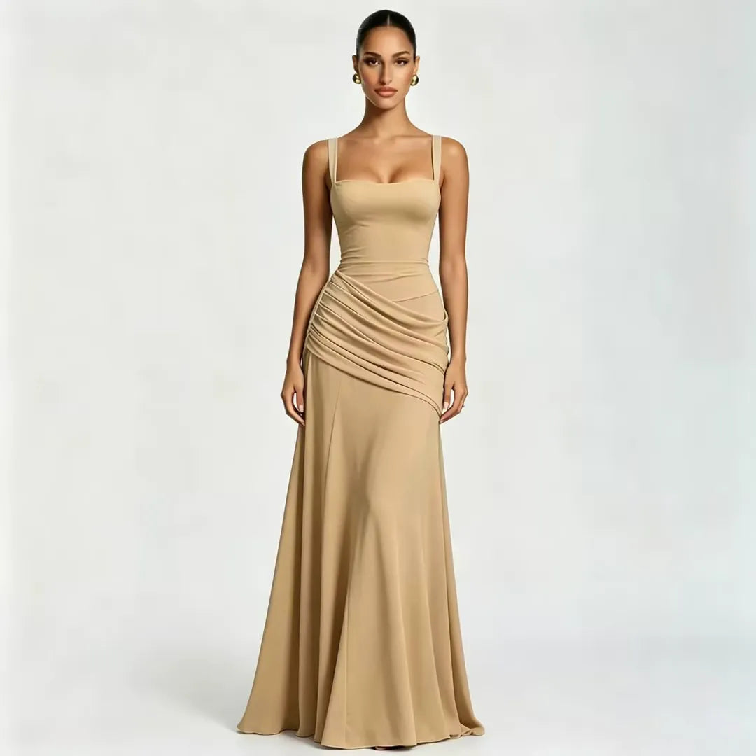 Emilia | Vestido Maxi con Escote Cuadrado Fruncido
