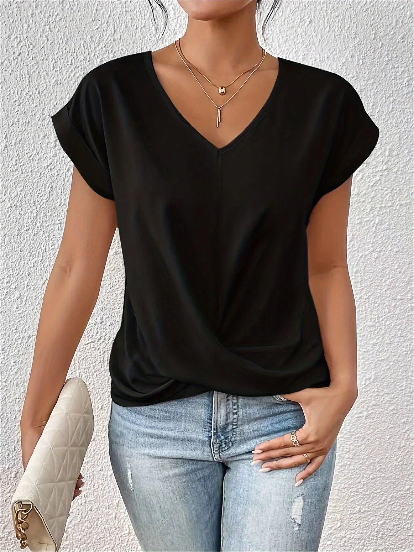 Aurely | Suave camiseta informal con cuello en V