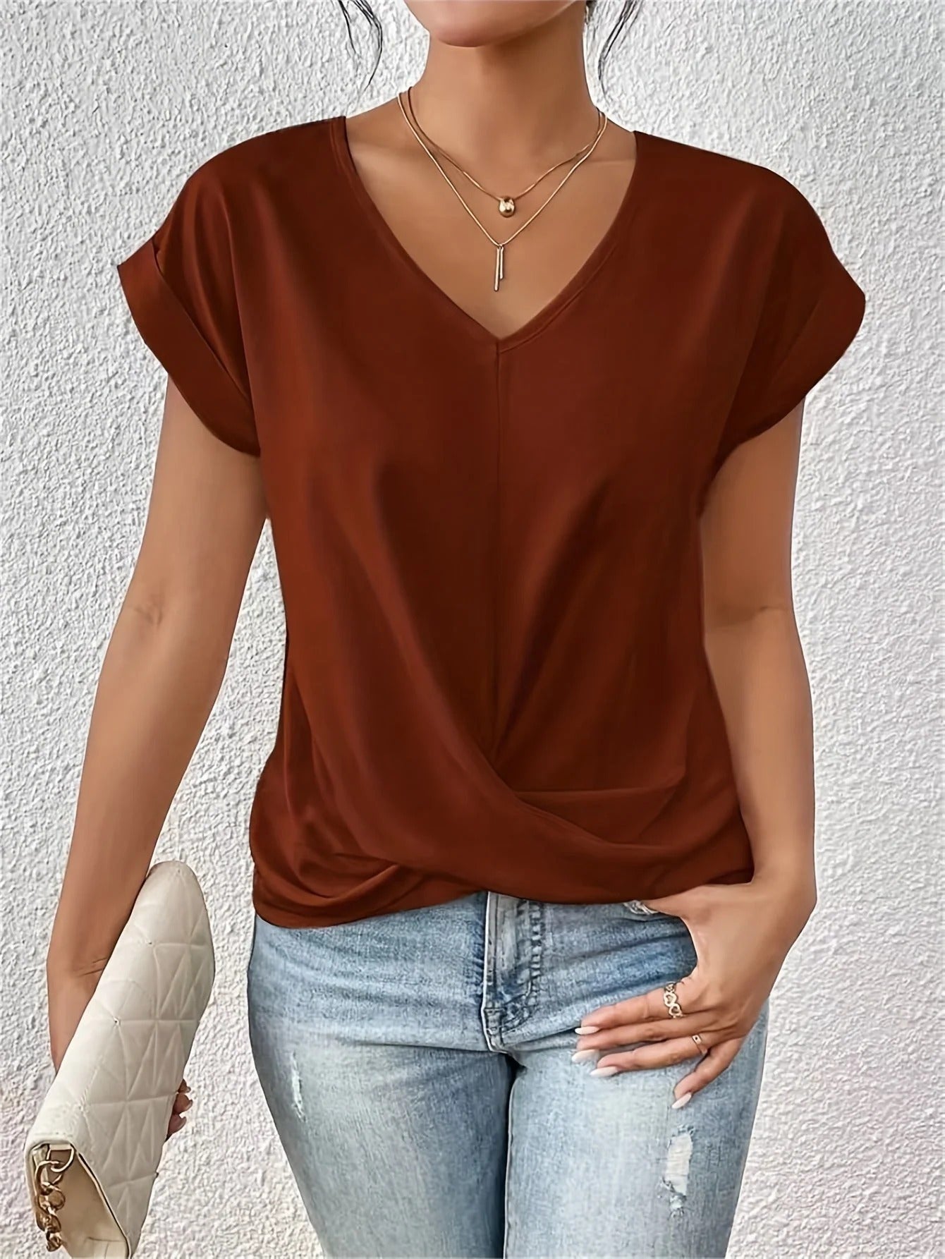 Aurely | Suave camiseta informal con cuello en V