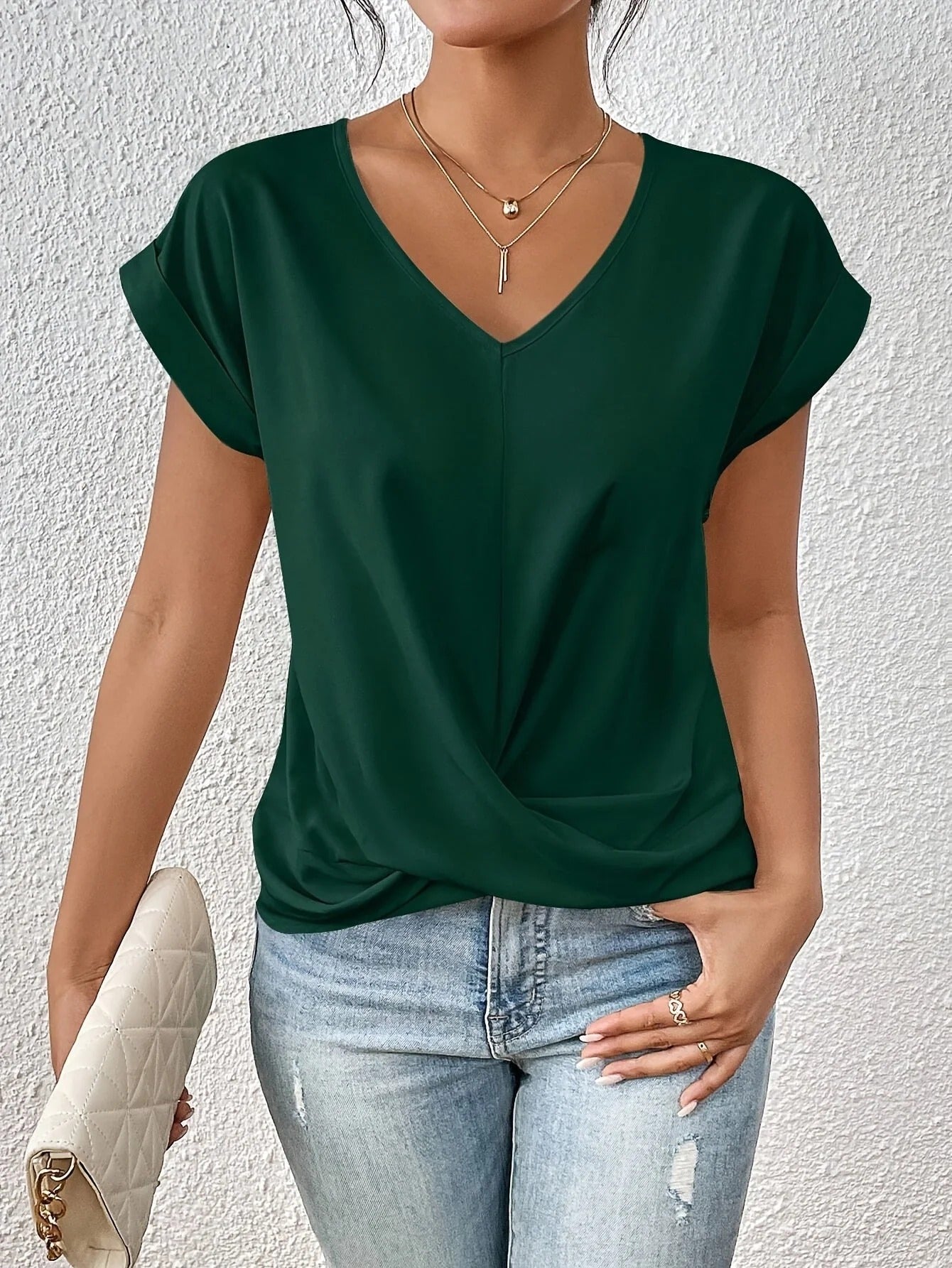 Aurely | Suave camiseta informal con cuello en V