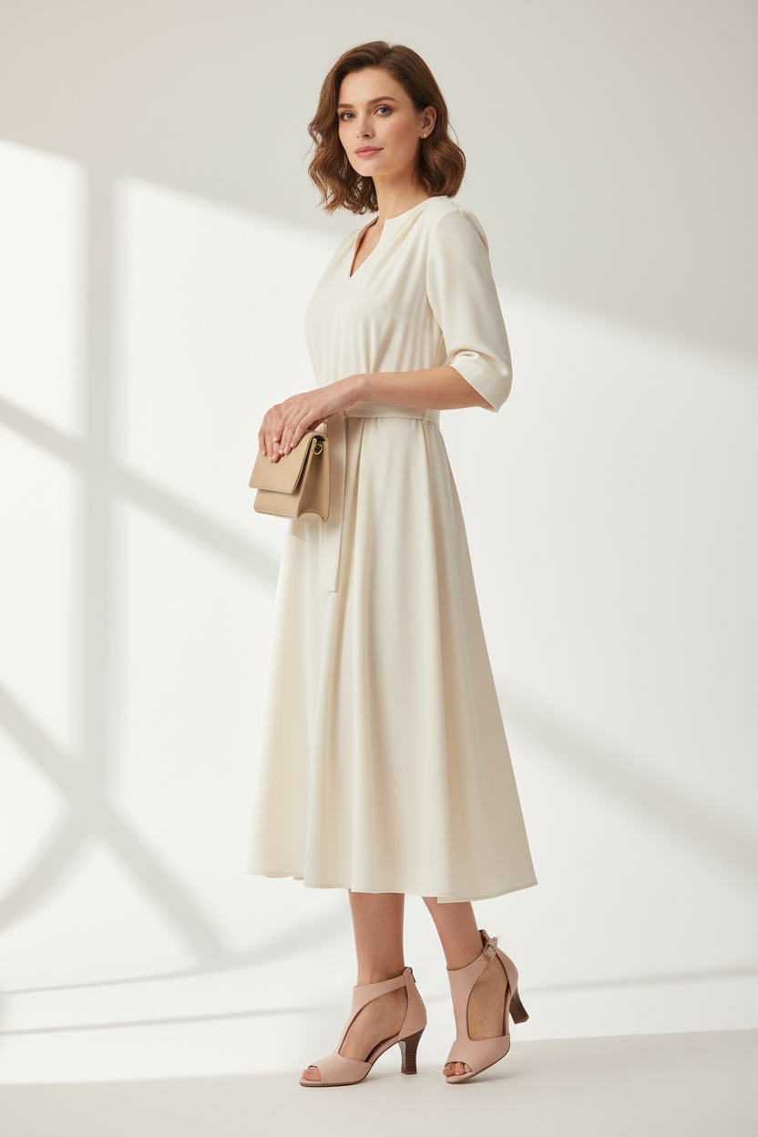 Modelo con sandalias nude
