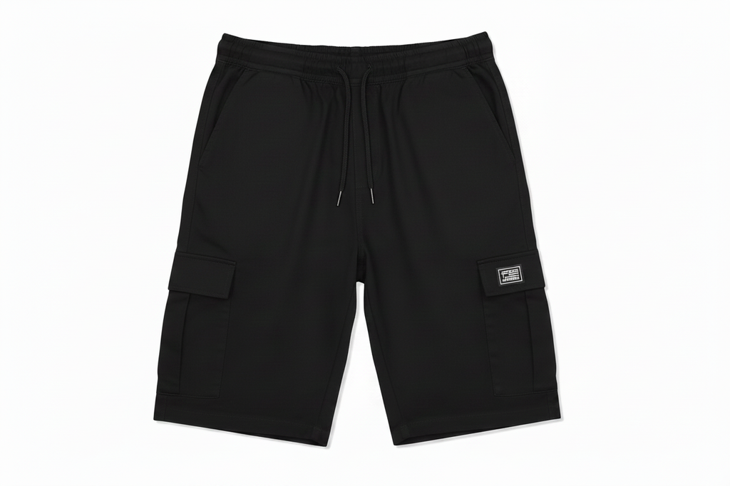 Short cargo negro cordón negro fondo blanco