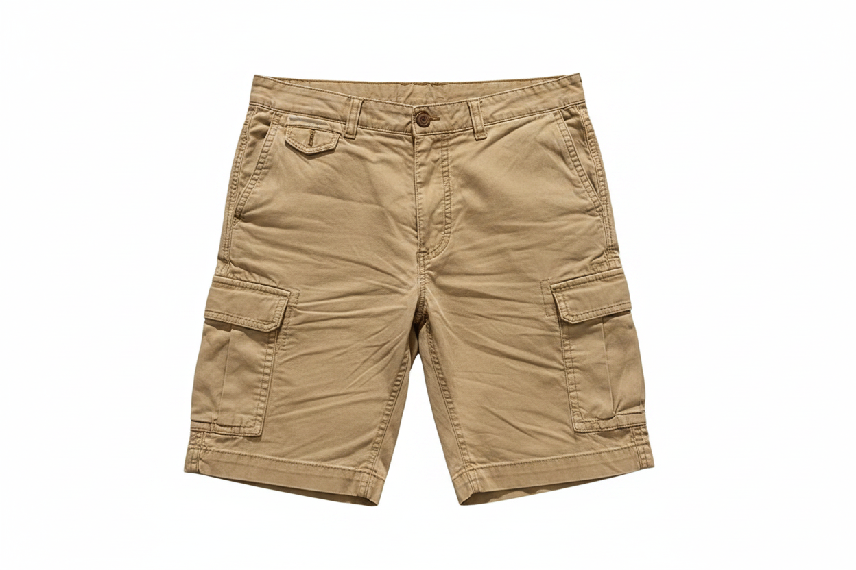 Shorts cargo caqui fondo blanco sin modelo