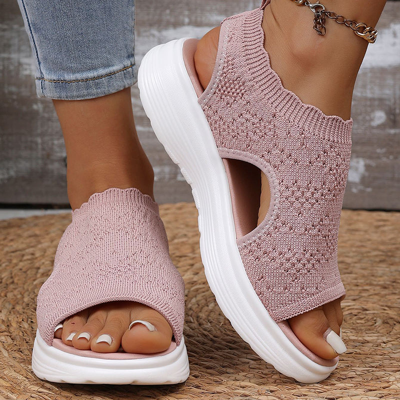 👡 Sandalias de plataforma transpirables de punto para mujer – ligeras y cómodas