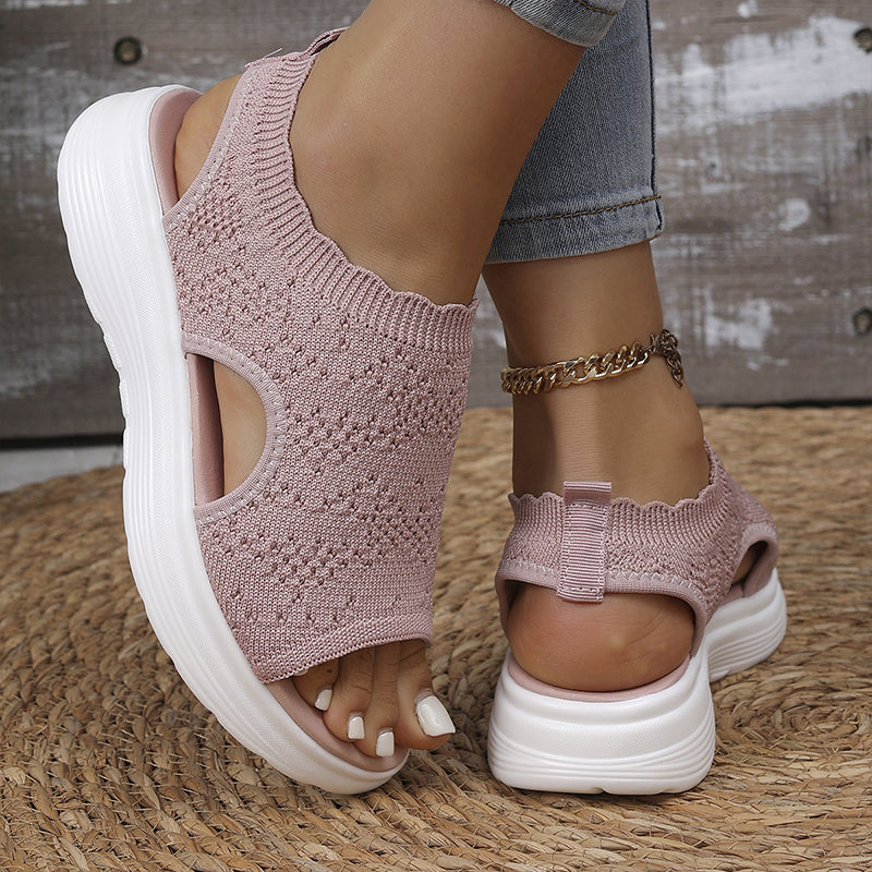 👡 Sandalias de plataforma transpirables de punto para mujer – ligeras y cómodas