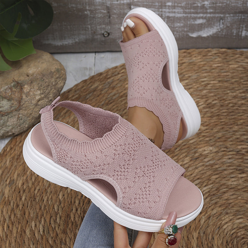 👡 Sandalias de plataforma transpirables de punto para mujer – ligeras y cómodas