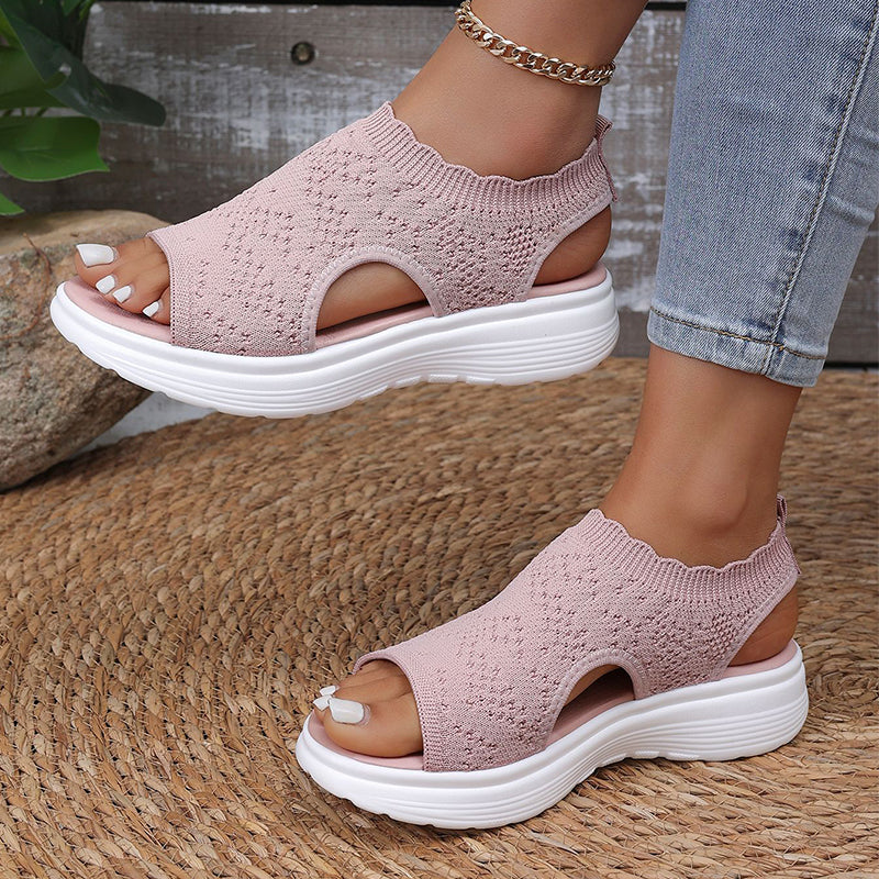 👡 Sandalias de plataforma transpirables de punto para mujer – ligeras y cómodas
